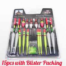 Load image into Gallery viewer, 15 pieces of various sizes of bait float fishing accessories
