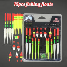 Load image into Gallery viewer, 15 pieces of various sizes of bait float fishing accessories