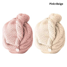Load image into Gallery viewer, 2 Pack Soft Hair Towel Wrap Dry Hair Cap with Buttons