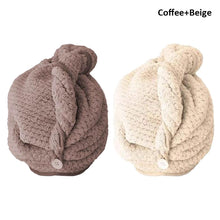 Load image into Gallery viewer, 2 Pack Soft Hair Towel Wrap Dry Hair Cap with Buttons