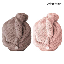 Load image into Gallery viewer, 2 Pack Soft Hair Towel Wrap Dry Hair Cap with Buttons