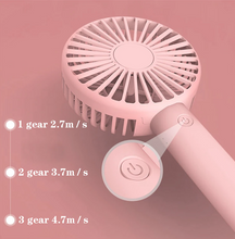 Load image into Gallery viewer, USB rechargeable mini portable fan for outdoor travel