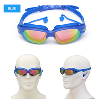 Load image into Gallery viewer, Professional swimming goggles with earplugs, electroplated waterproof silica gel