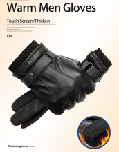 Load image into Gallery viewer, Men Autumn Winter Warm Touch Screen Full Finger Black Gloves