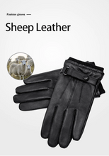 Load image into Gallery viewer, Men Autumn Winter Warm Touch Screen Full Finger Black Gloves