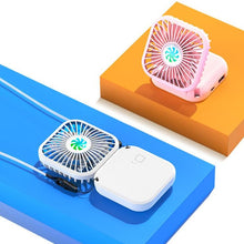 Load image into Gallery viewer, Mini Folding Desk Fan Lazy Hanging Neck Fan with String