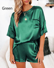 Load image into Gallery viewer, Two-piece Silk Satin Pure Color Pajamas Suit