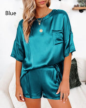 Load image into Gallery viewer, Two-piece Silk Satin Pure Color Pajamas Suit