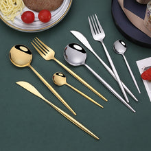 Load image into Gallery viewer, 304 Stainless Steel Golden Cutlery Fork Spoons Knives Set 4Pcs