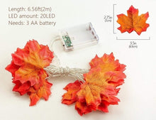 Load image into Gallery viewer, 10/20/30/40 LED Pumpkin Maple Leaf String Lights Thanksgiving Halloween Decorative Lights