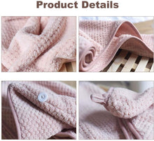 Load image into Gallery viewer, 2 Pack Soft Hair Towel Wrap Dry Hair Cap with Buttons
