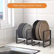 Load image into Gallery viewer, Large Plate Rack Organizer for Kitchen Counter Tops - Non-Slip & Rust Resistant (White & Black)