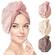 Load image into Gallery viewer, 2 Pack Soft Hair Towel Wrap Dry Hair Cap with Buttons