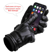 Load image into Gallery viewer, Men Autumn Winter Warm Touch Screen Full Finger Black Gloves