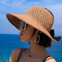 Load image into Gallery viewer, Summer Female Sun Hats Big Brim Classic Bowknot Foldable Fashion Straw Hat