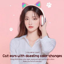 Load image into Gallery viewer, Stn28 wireless Bluetooth 5.0 cute cat claw cat ear color lamp headset