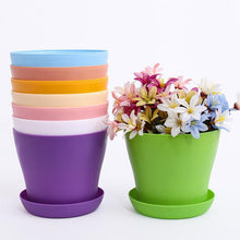 Load image into Gallery viewer, Color durable resin flowerpot with tray drain hole