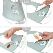 Load image into Gallery viewer, Cartoon animal print Baby Bib waterproof soft silicone adjustable