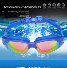 Load image into Gallery viewer, Professional swimming goggles with earplugs, electroplated waterproof silica gel