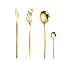 Load image into Gallery viewer, 304 Stainless Steel Golden Cutlery Fork Spoons Knives Set 4Pcs