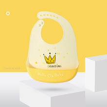 Load image into Gallery viewer, Cartoon animal print Baby Bib waterproof soft silicone adjustable