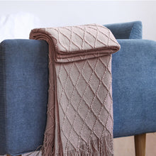 Load image into Gallery viewer, Nordic knitted tassel sofa blanket nap blanket