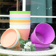 Load image into Gallery viewer, Color durable resin flowerpot with tray drain hole