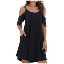 Load image into Gallery viewer, Women's Summer Dresses Casual Dress Cold Shoudler Robe Ruffle Sleeves Dresses