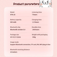 Load image into Gallery viewer, Stn28 wireless Bluetooth 5.0 cute cat claw cat ear color lamp headset