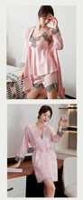 Load image into Gallery viewer, 5Pcs Women's Satin sexy lace patchwork pajamas and gowns set