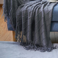Load image into Gallery viewer, Nordic knitted tassel sofa blanket nap blanket