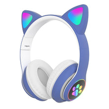 Load image into Gallery viewer, Stn28 wireless Bluetooth 5.0 cute cat claw cat ear color lamp headset