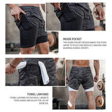 Load image into Gallery viewer, Men 2 in 1 Sports Jogging Fitness Training Quick Dry Short Pants