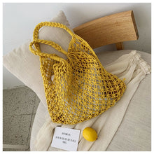 Load image into Gallery viewer, Hollow out woven bag cotton lining straw bag