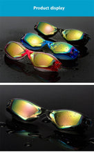 Load image into Gallery viewer, Professional swimming goggles with earplugs, electroplated waterproof silica gel