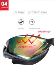 Load image into Gallery viewer, Professional swimming goggles with earplugs, electroplated waterproof silica gel