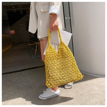 Load image into Gallery viewer, Hollow out woven bag cotton lining straw bag