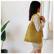 Load image into Gallery viewer, Hollow out woven bag cotton lining straw bag