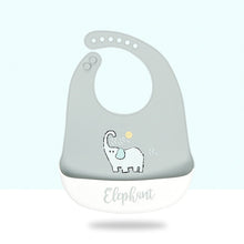 Load image into Gallery viewer, Cartoon animal print Baby Bib waterproof soft silicone adjustable