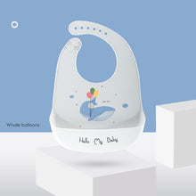 Load image into Gallery viewer, Cartoon animal print Baby Bib waterproof soft silicone adjustable