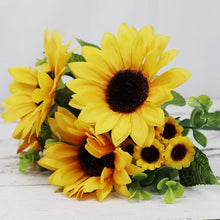 Load image into Gallery viewer, 7Branch Artificial Sunflower Bouquet Silk Fake Sunflowers