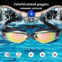 Load image into Gallery viewer, Professional swimming goggles with earplugs, electroplated waterproof silica gel