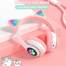 Load image into Gallery viewer, Stn28 wireless Bluetooth 5.0 cute cat claw cat ear color lamp headset