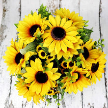 Load image into Gallery viewer, 7Branch Artificial Sunflower Bouquet Silk Fake Sunflowers