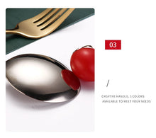 Load image into Gallery viewer, 304 Stainless Steel Golden Cutlery Fork Spoons Knives Set 4Pcs