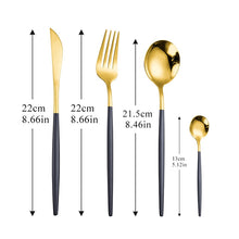 Load image into Gallery viewer, 304 Stainless Steel Golden Cutlery Fork Spoons Knives Set 4Pcs