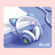 Load image into Gallery viewer, Stn28 wireless Bluetooth 5.0 cute cat claw cat ear color lamp headset