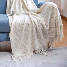 Load image into Gallery viewer, Nordic knitted tassel sofa blanket nap blanket
