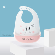 Load image into Gallery viewer, Cartoon animal print Baby Bib waterproof soft silicone adjustable