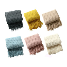 Load image into Gallery viewer, Nordic knitted tassel sofa blanket nap blanket